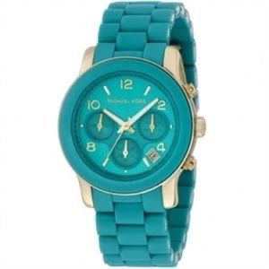 Michael Kors teal and gold watch